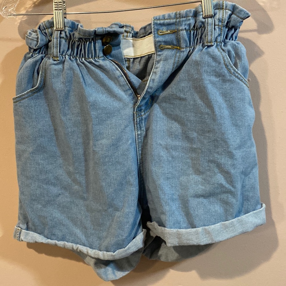 Paperbag Denim Shorts